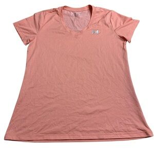Under Armour HeatGear V-Neck Loose Fit Workout Tee - Peach/Coral
